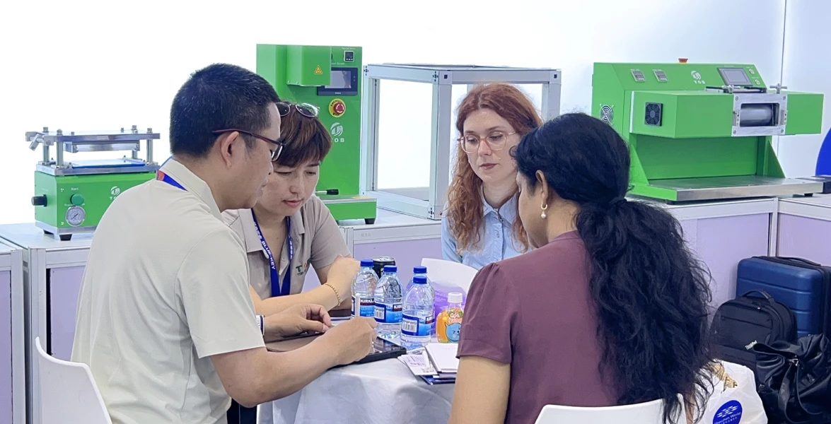 TOB NEW ENERGY technical team demonstrating battery laboratory equipment to international clients TOB NEW ENERGY technical team demonstrating battery laboratory equipment to international clients